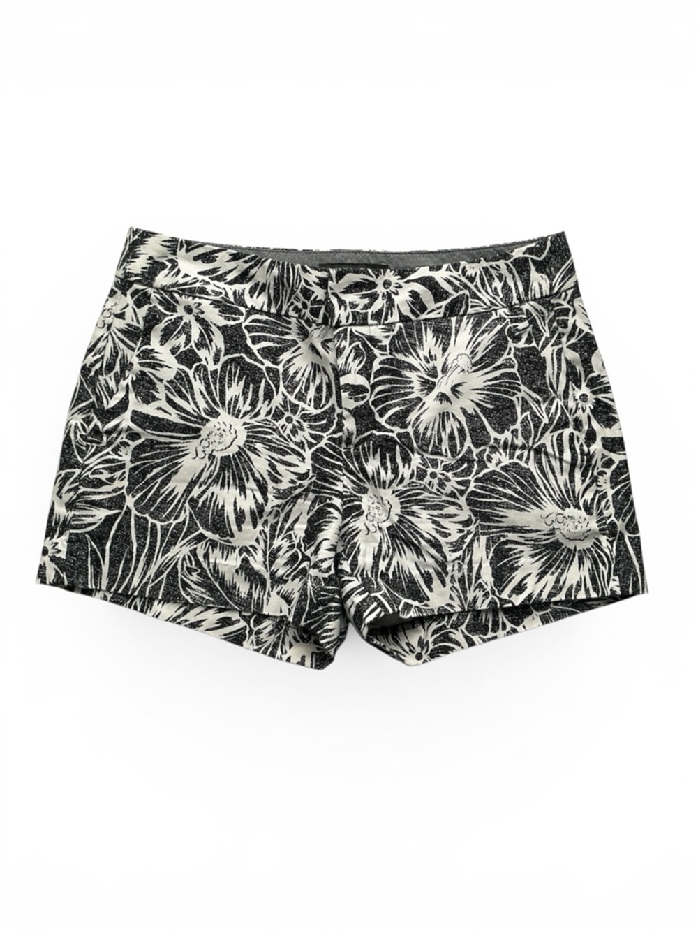 Banana Republic Hampton Fit Black and White Floral Print Women's Shorts - Size 0